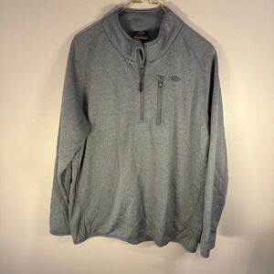 AFTCO Mens Gray Heather 1/4 Zip Pullover Fleece Long Sleeve Athletic Shirt L